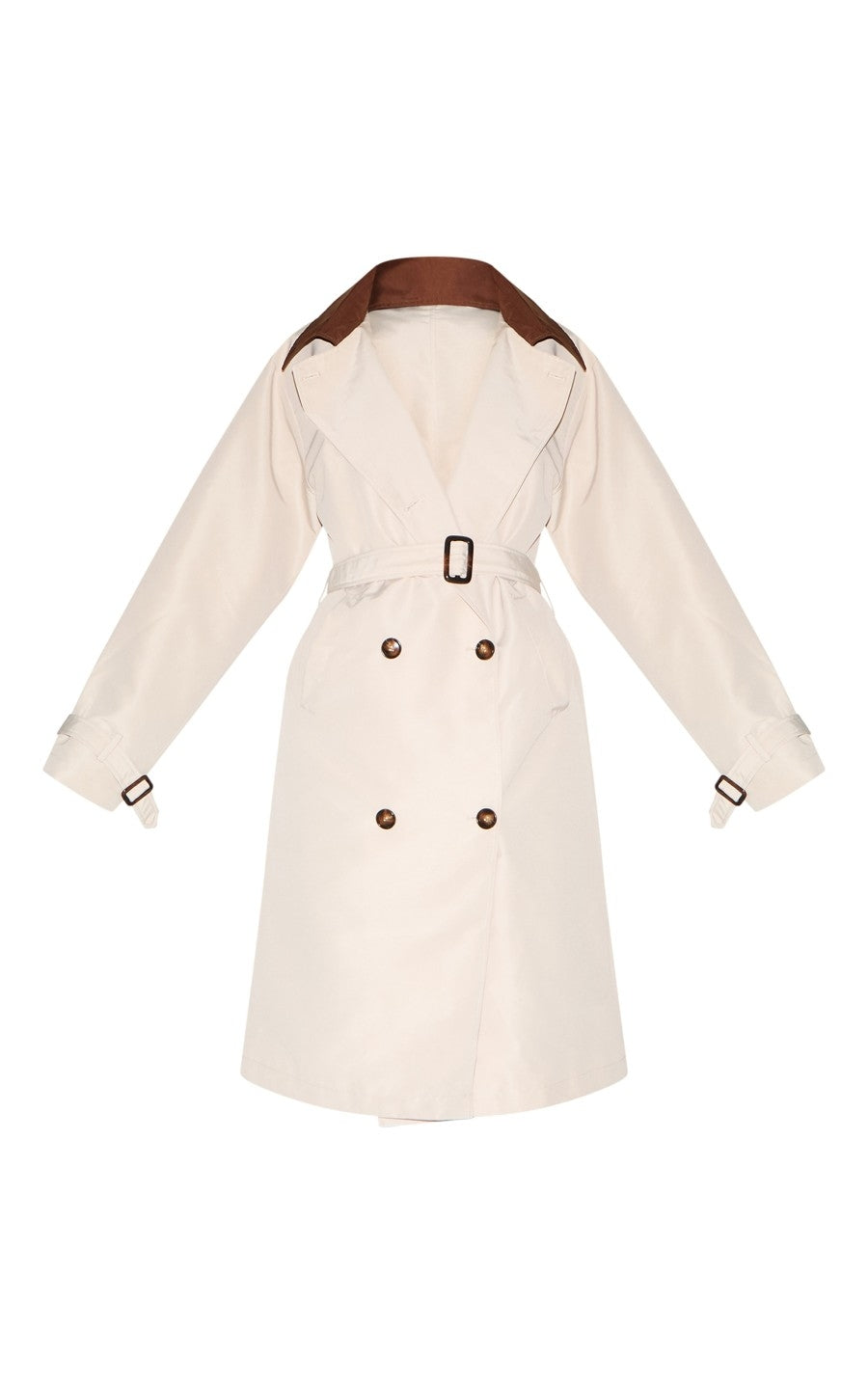 Beige Contrast Collar Trench