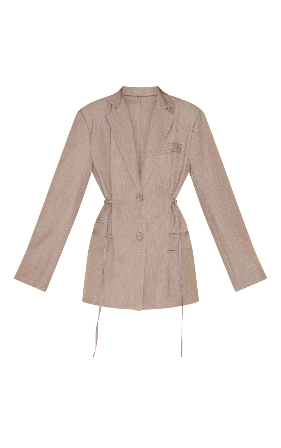 Beige Belt Detail Blazer