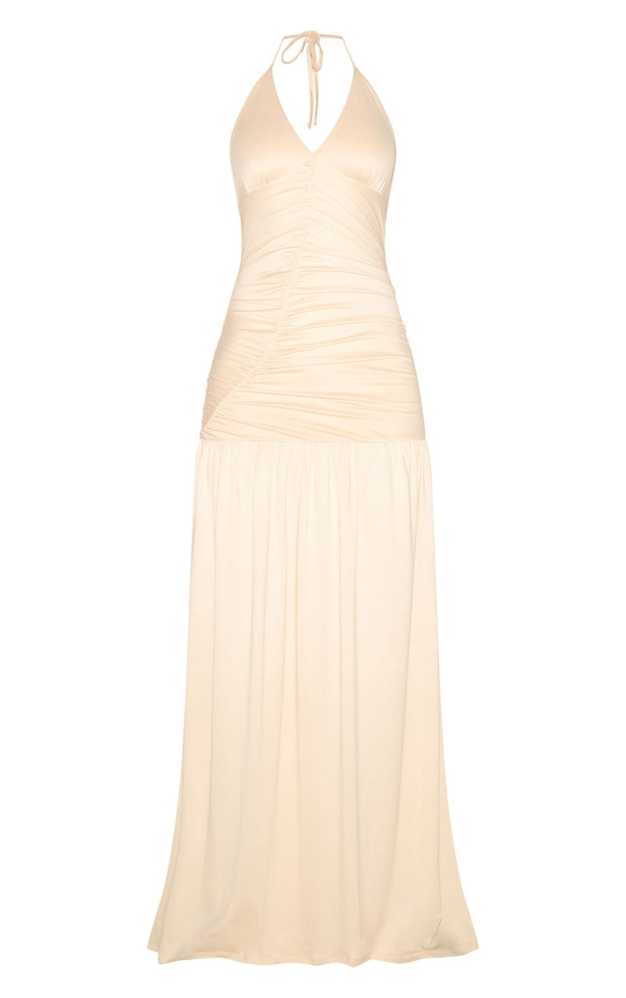 Almond Double Layer Soft Touch Shift Hem Maxi Dress
