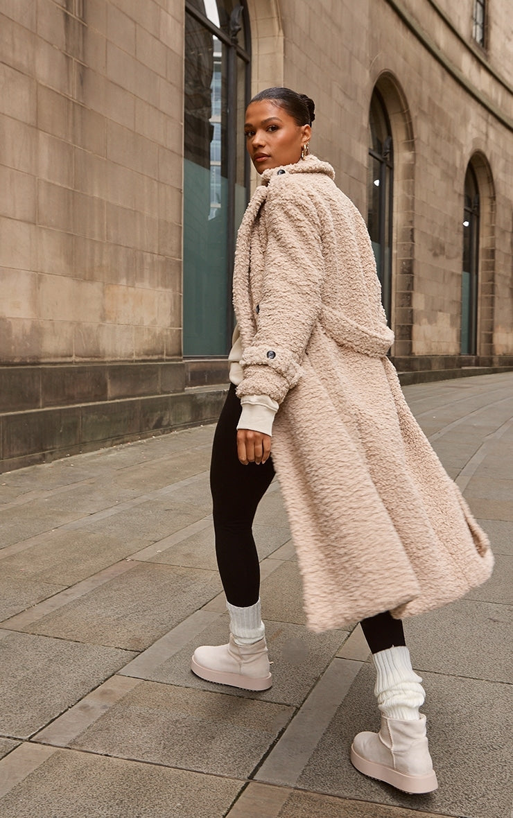 Beige Borg Belted Trench Coat