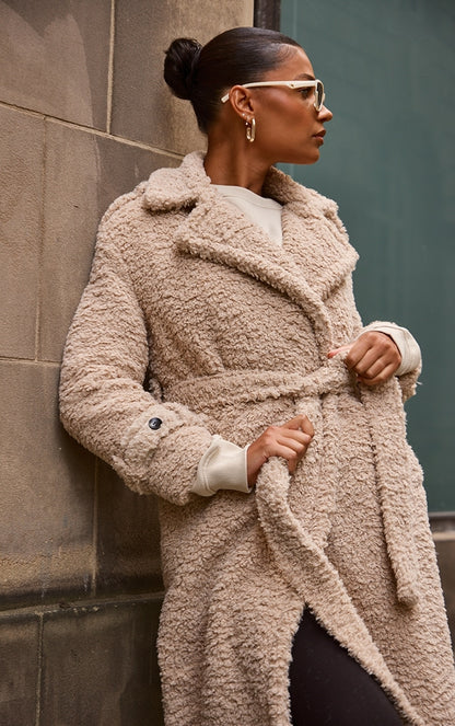Beige Borg Belted Trench Coat