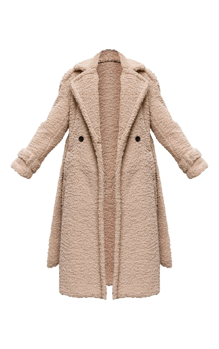 Beige Borg Belted Trench Coat