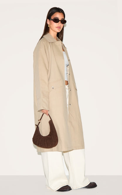Beige Classic Button Through Mac