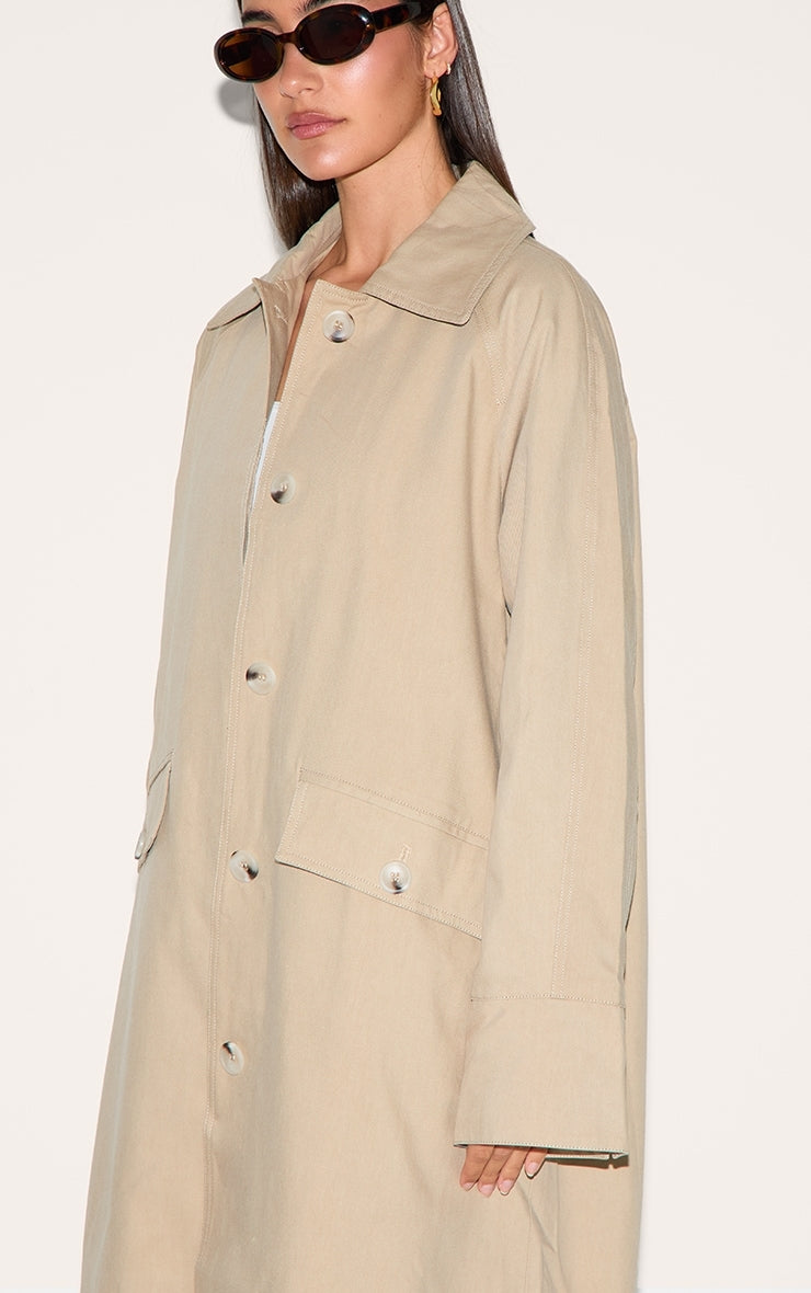 Beige Classic Button Through Mac