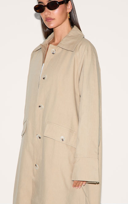 Beige Classic Button Through Mac