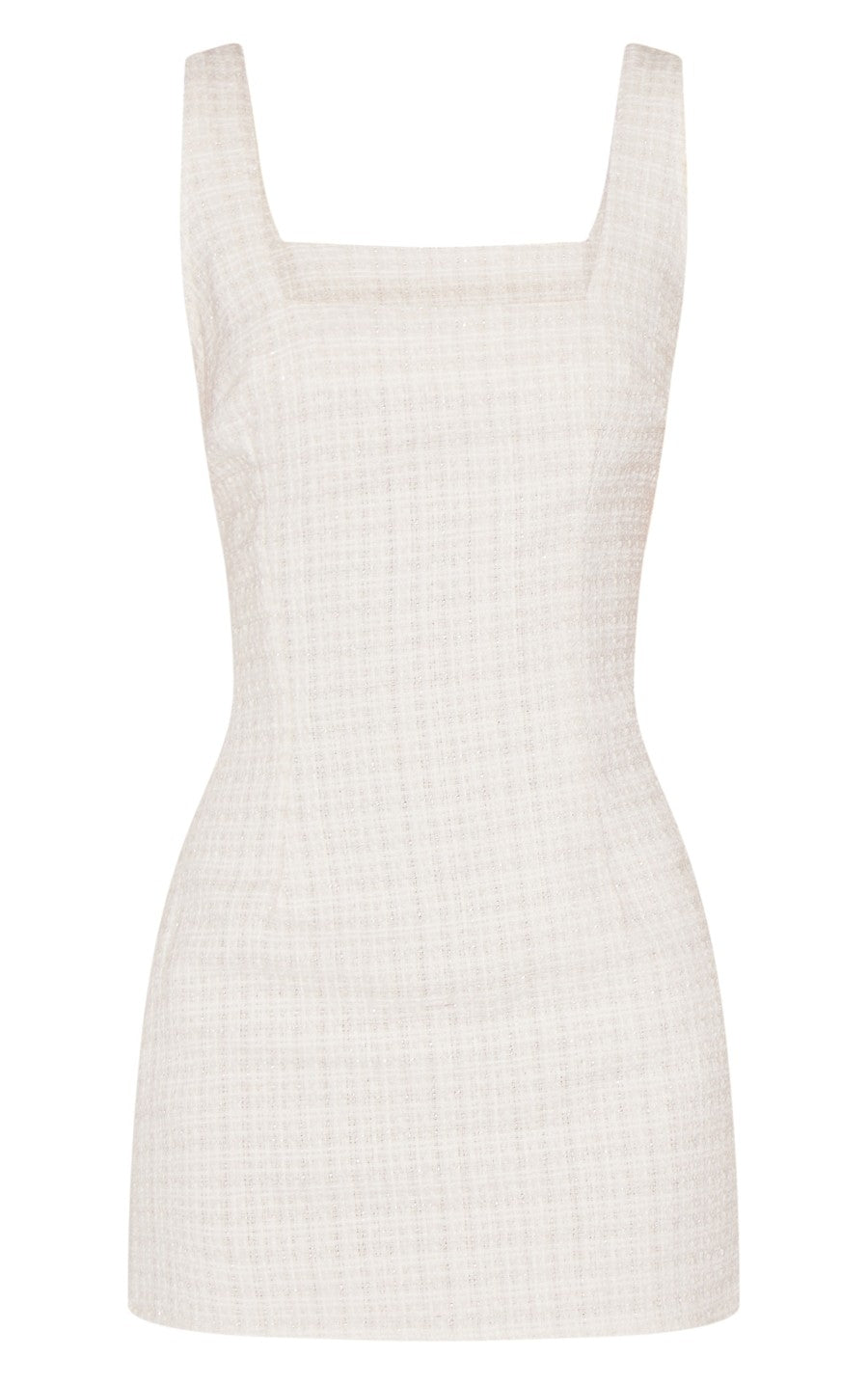 Almond Boucle Square Neck Mini Dress