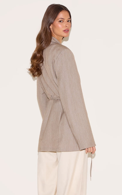 Beige Belt Detail Blazer