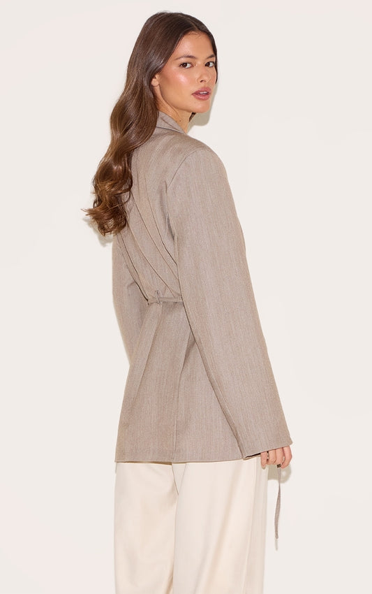 Beige Belt Detail Blazer
