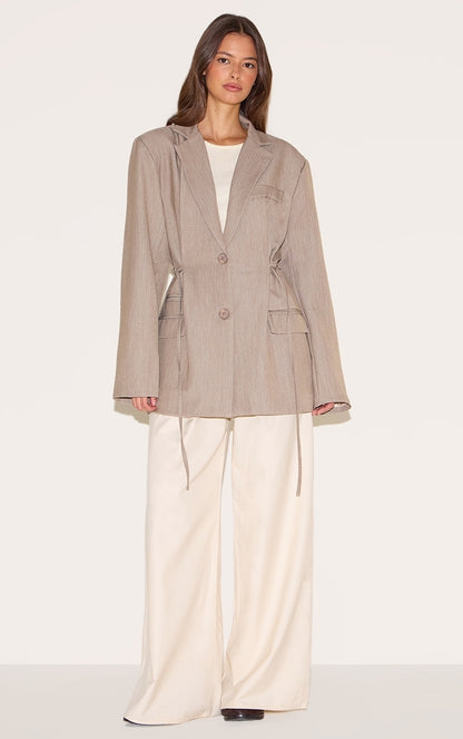 Beige Belt Detail Blazer