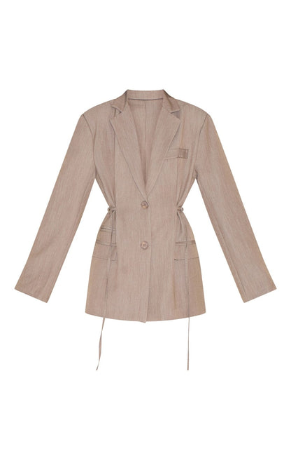 Beige Belt Detail Blazer